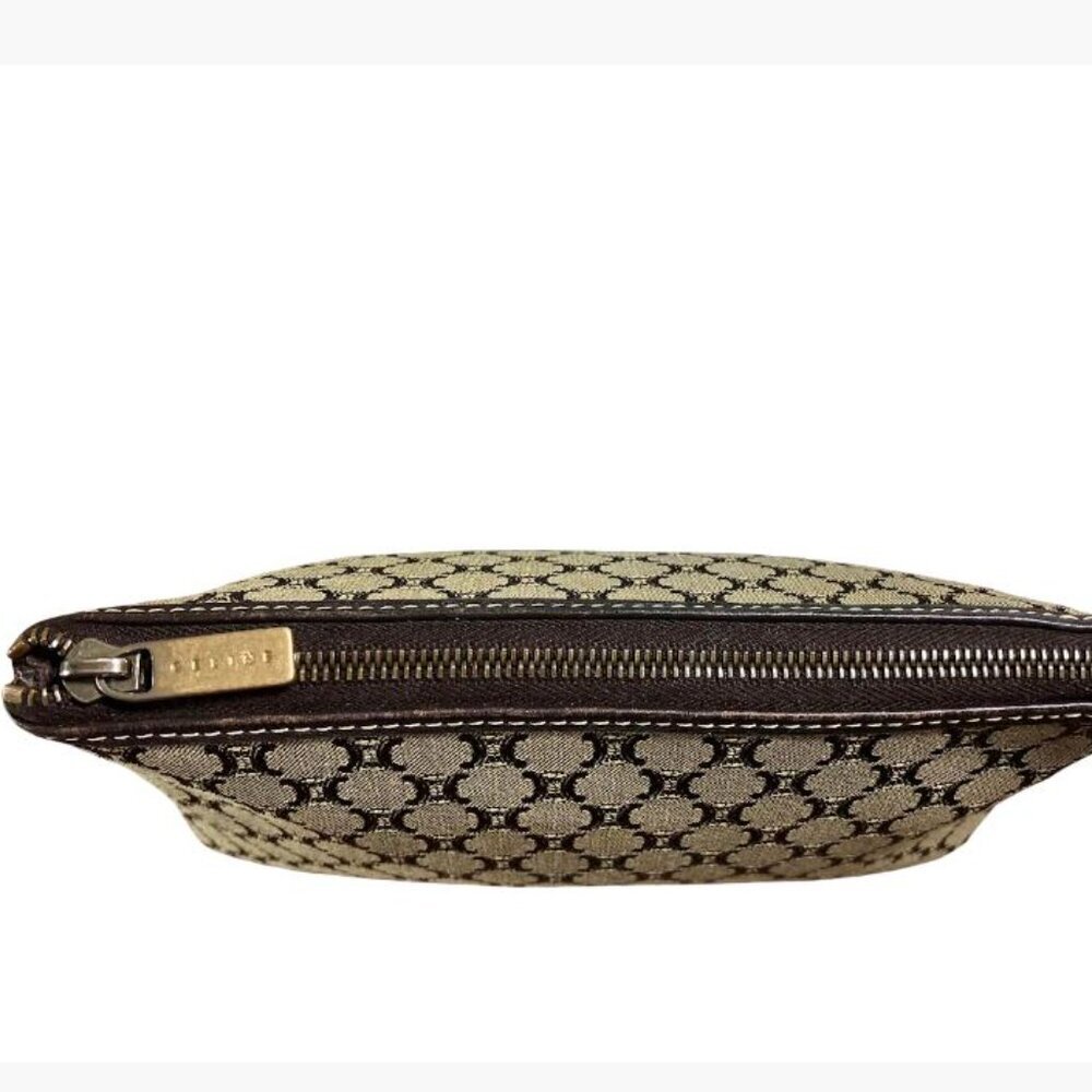 Celine Vintage Cosmetic Pouch Macadame or Triomphe Style Coated Canvas EUC - Picture 4 of 12